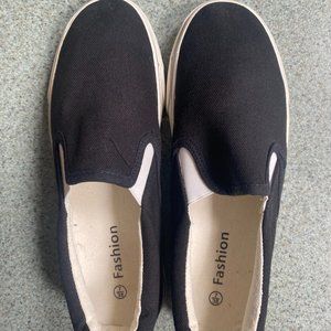 Black Flats With White Gums, Size 7